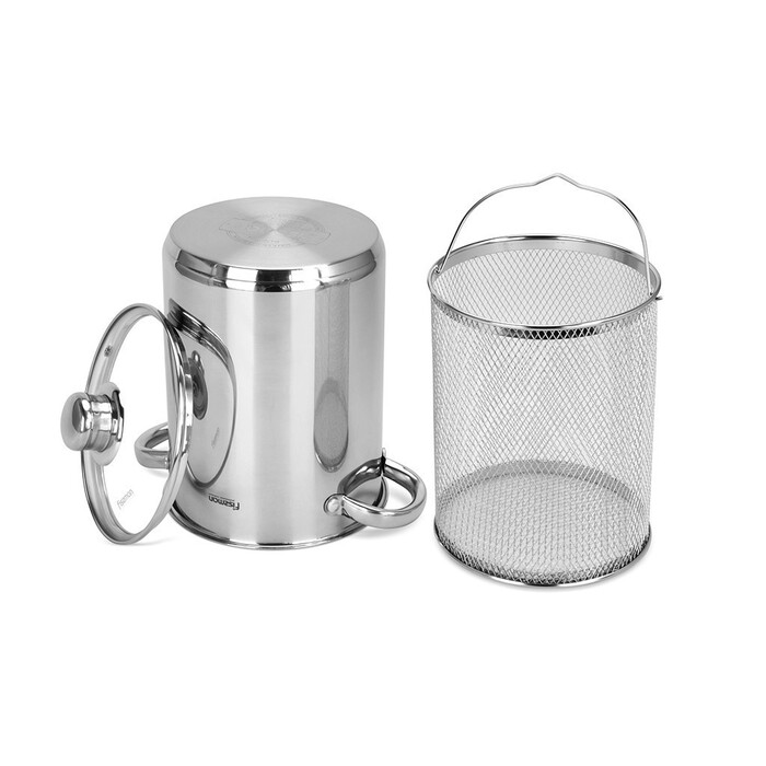 Каструля Fissman CAPELLINI зі вставкою-пароваркою та скляною кришкою16x21 см 3,5 л нержавіюча сталь (5369)