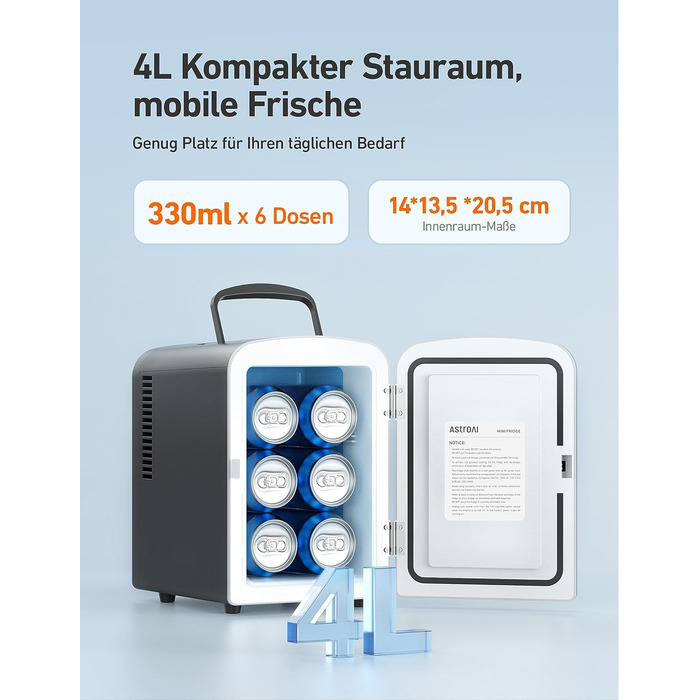 Міні-холодильник 4 л чорний AstroAI