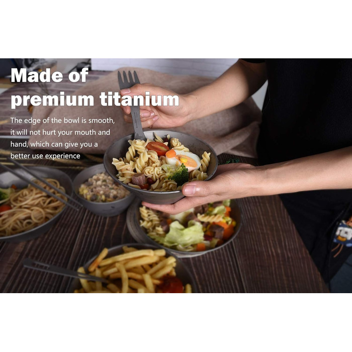 Мл Титановые миски Тарелка Сверхлегкая одностенная чаша Тарелка Наружная посуда для кемпинга Кухонная утварь с сумкой для переноски Ti1107T (Ti1106T-600 мл Миска), 800