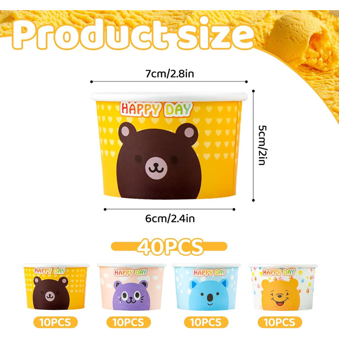Набір паперові стаканчики для морозива 40 шт. 150 мл dellyy