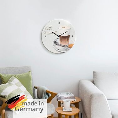 Настінний декор Настінний годинник без цокання Скло Ø 30 см Круглий Безшумний Фрукт Фрукти Апельсин у воді Фрукти Сучасна їжа T5UI (Лате макіато, кварцовий годинник)