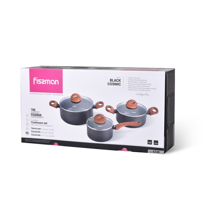 Набір посуду 6 предметів BLACK COSMIC Fissman