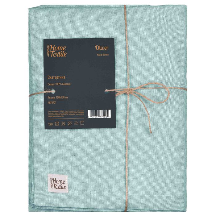 ARDESTO Скатертина Oliver, 120х136см, 100% бавовна, бірюза