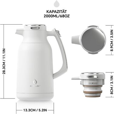 Термос-кавник 2 л, білий Ideus