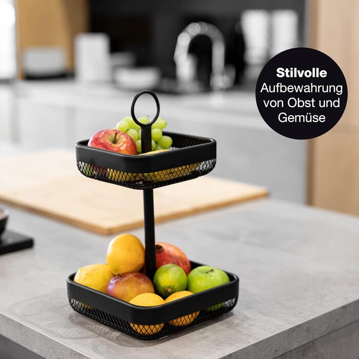 Подставка для фруктового торта Black Metal - Подставка для торта с корзиной с фруктами Black - Подставка для торта с фруктовой вазой Black Black Square