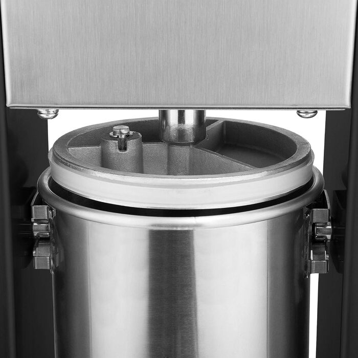 Професійна машина для наповнення ковбас Zelsius з нержавіючої сталі (3 літри, срібло) чотири різні труби для наповнення, наповнювач для ковбас, прес для ковбас, ковбасна машина з 2-швидкісним редуктором, вентиляційним клапаном і рукояткою