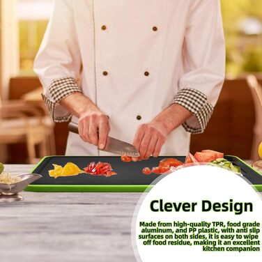 Доска для размораживания и нарезки 31 x 21 см, черный/зеленый UptVin