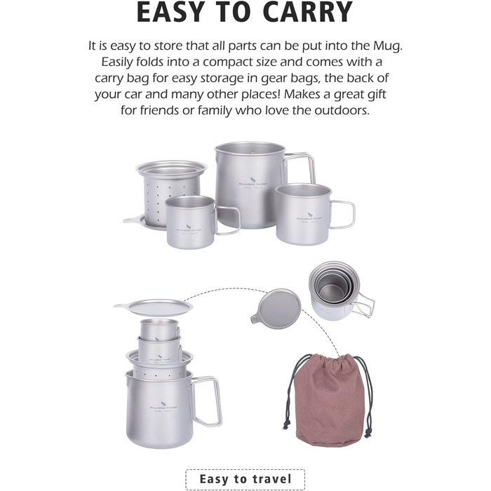 Титановий чайник для кемпінгу 500 мл iBasingo