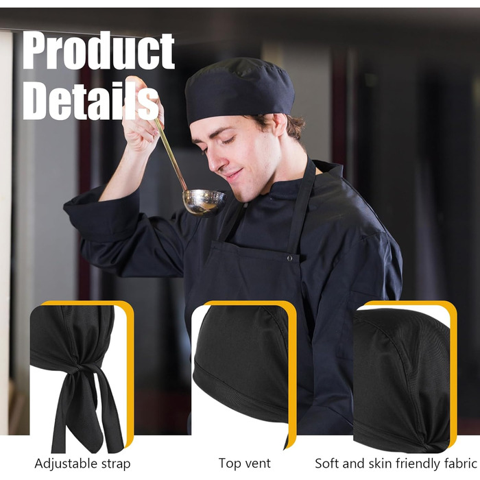 Головний убір шеф-кухаря 4 шт чорний Hariendny