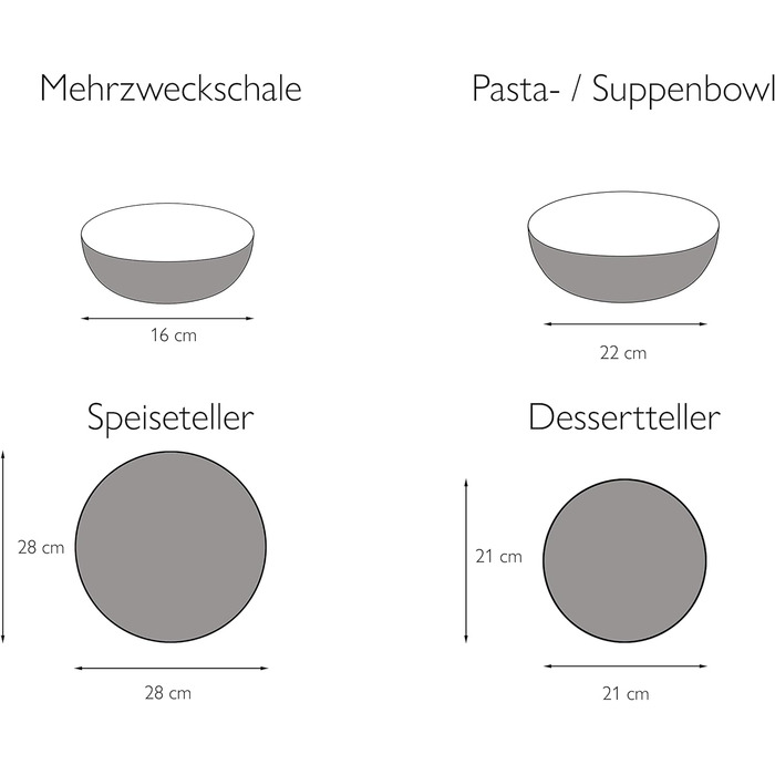Набір посуду серії Uno з 16 предметів, комбінований сервіз керамограніту (Offwhite, посуд із 8 предметів), 22978