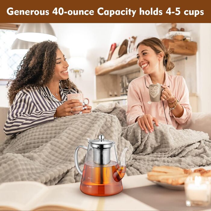 Чайник заварювальний скляний 1,2 л з фільтром для чаю zpose