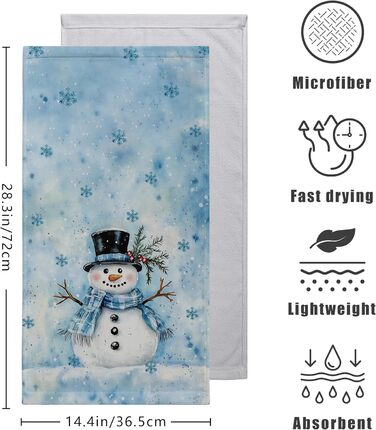 Різдвяні кухонні рушники Kwlegh, рушник для рук, різдвяна ялинка, цукерка-тростина, сніжинка, рушник для пальців, набір з 2 шт. , милий чоловічий банний рушник, високопоглинаючі рушники, 36 x (різдвяний сніговик)