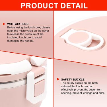 Термоконтейнер для харчових продуктів, 700 мл рожевий Otufan