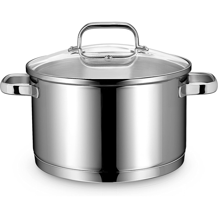 Маленька каструля Linnuo для індукції 16 см зі скляною кришкою, маленька каструля об&39ємом 1,5 л з нержавіючої сталі 18/10, ручка не нагрівається, коване дно для всіх плит, міні-каструля, каструля для молока для індукції, каструля (24 см 6,0 л)