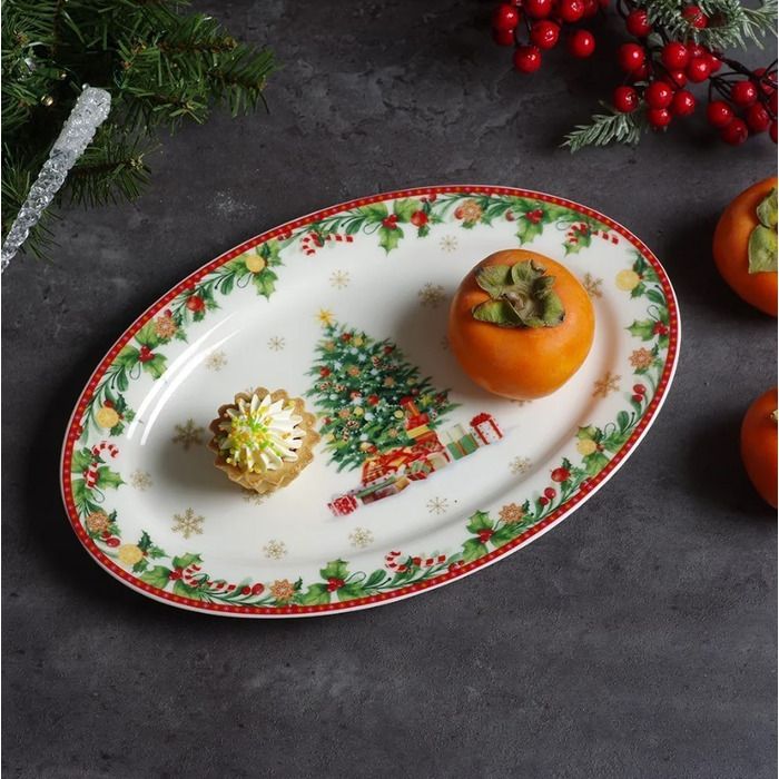 Блюдо Fissman NEW YEAR 30,8х21,2 см фарфор овальное (13809)