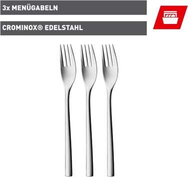 Набір виделок Silit Trend Menu, 21 см, 3 шт., полірована нержавіюча сталь, стійка до корозії, довговічна, стійка до подряпин, можна мити в посудомийній машині