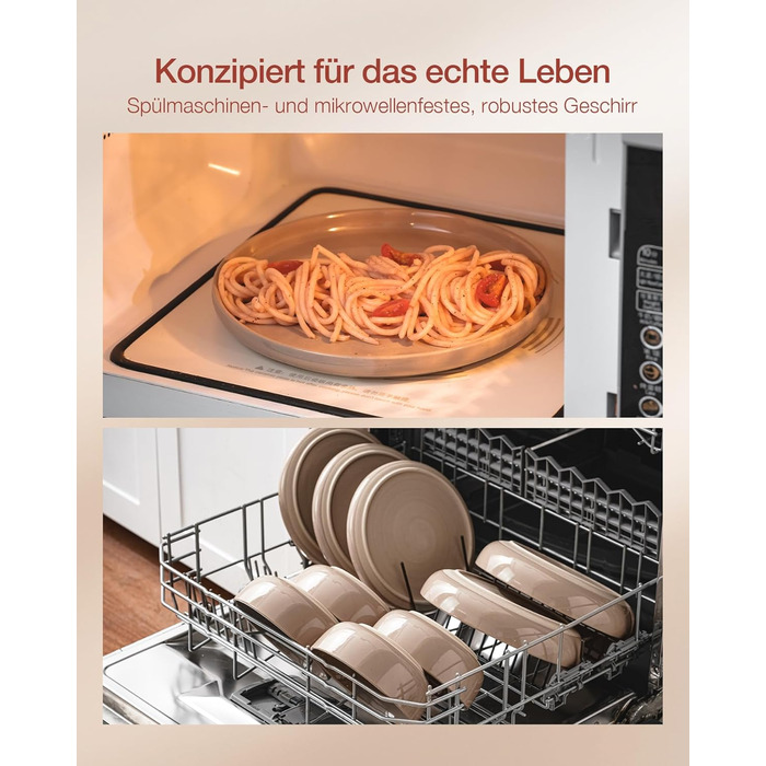 Набір посуду Richmount Nebula для 6 осіб, набір тарілок та мисок із 18 предметів, набір посуду з крапчастої кераміки, можна використовувати в мікрохвильовій печі та мийній машині, сервірування Nebula для 6 осіб (кольору Cinnamon Brown, сервірування Milkyw