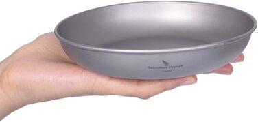 Безграничный Voyage Сверхлегкий кемпинг Титановая сковорода Посуда Тарелка с сумкой для переноски Наружная титановая посуда и измерительный набор (Ti13137b)