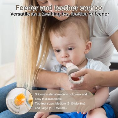 Соска CLDY Baby Fruit для немовлят, контейнер для зберігання дитячого харчування та 3 силіконові соски 3 розмірів для малюків від 3 місяців, дитяче морозиво для прорізування зубів, без BPA (1 набір зелених) (молочно-білий соняшник курча)