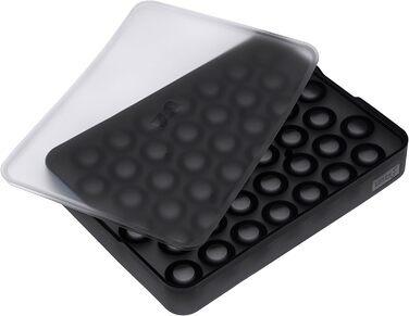 Силіконова льодогенератор Lurch ICE FORMER преміум-класу з кришкою на 20 кубиків льоду розміром 3 см, чорний, кубик 3 см (кулька 2 см)