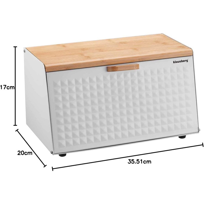 Хлібниця дерев'яна з нержавіючої сталі білий 35,5 х 20 х 17 см Klausberg