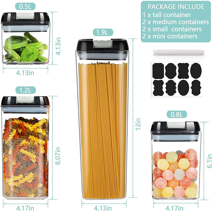 Набір ємностей для зберігання 7 предметів, чорні Amzeeniu