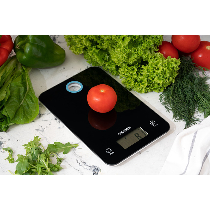 ARDESTO Ваги кухонні, 5кг, CR2032x2 в комплекті, скло, чорний