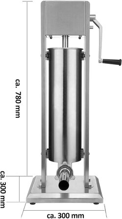 Професійна машина для наповнення ковбас Zelsius з нержавіючої сталі (3 літри, срібло) чотири різні труби для наповнення, наповнювач для ковбас, прес для ковбас, ковбасна машина з 2-швидкісним редуктором, вентиляційним клапаном і рукояткою