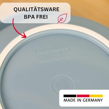 Миска для випічки Westmark 3,5 л - з носиком - кришка з двох частин - миска для змішування без бісфенолу А, нековзна та придатна для миття в посудомийній машині (червона/біла) (синя, без кришки)