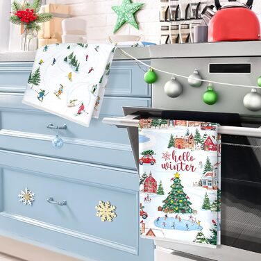 Набір з 2 різдвяних кухонних рушників 60 x 40 см Зима Arquiel
