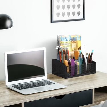 Органайзер для кофейных аксессуаров, снеков, столовых приборов, канцелярии с 5 отделениями, деревянный, черный NOVIMANGO