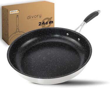 Сковорода из нержавеющей стали 24 см с покрытием, черная Ultime DIVORY