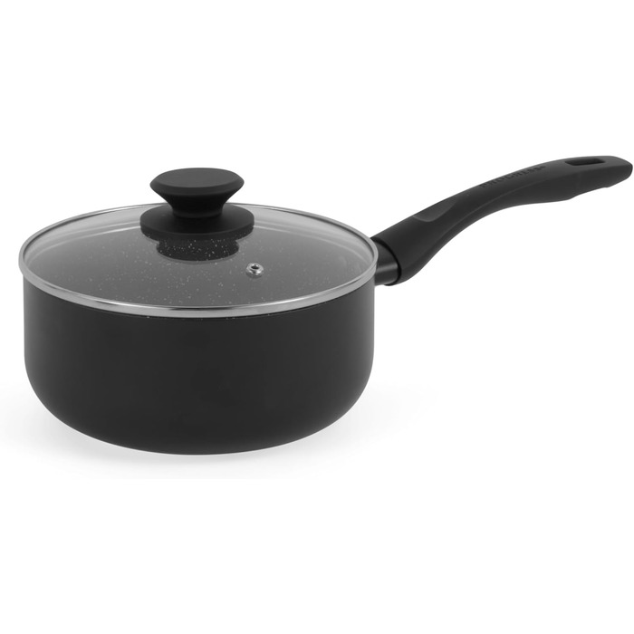 Каструлі Progress, каструля з антипригарним покриттям з металу, мармуру та кераміки, легкий алюмінієвий екструзійний матеріал - підходить для всіх типів плит, крім індукційних, каструлі можна мити в посудомийній машині (каструля з кришкою, 1,3 літра)