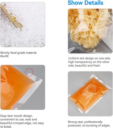 Вакуумні пакети 200 пакетів 10 x 15/15 x 20/20 x 25/20 x 30 см Taipintee