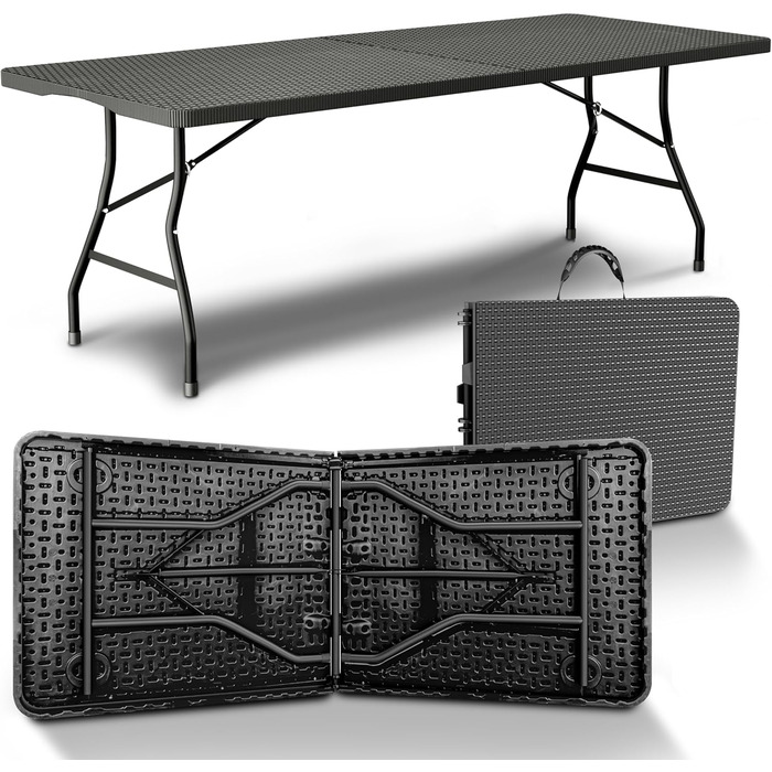 Складаний стіл для кемпінгу 180 х 75 см чорний NewHabitat