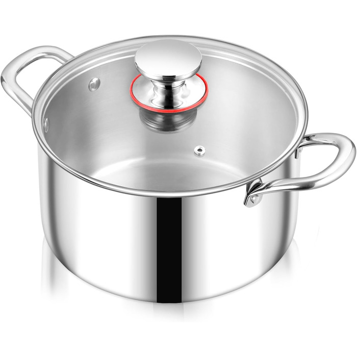 Каструля 3,3 л з нержавіючої сталі зі скляною кришкою 20 см Onader