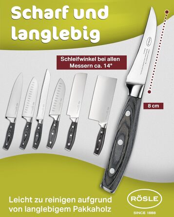 Ніж для чищення овочів 8 см Wolfgrey Rosle