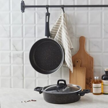 Набір індукційних каструль з біограніту Karaca, 2 предмети, рожеве золото, набір сковород і яєць, біограніт, каструля, яєчна сковорода, функція антипригарного покриття, передові технології, домогосподарства та сімї