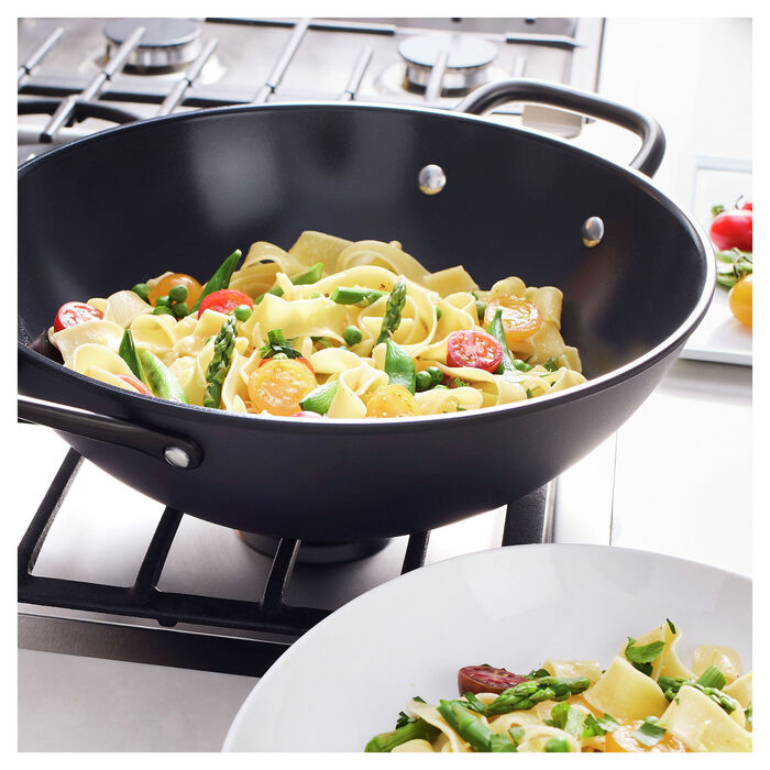 Сковорода вок 30 см зі скляною кришкою, чорна Milano Zwilling