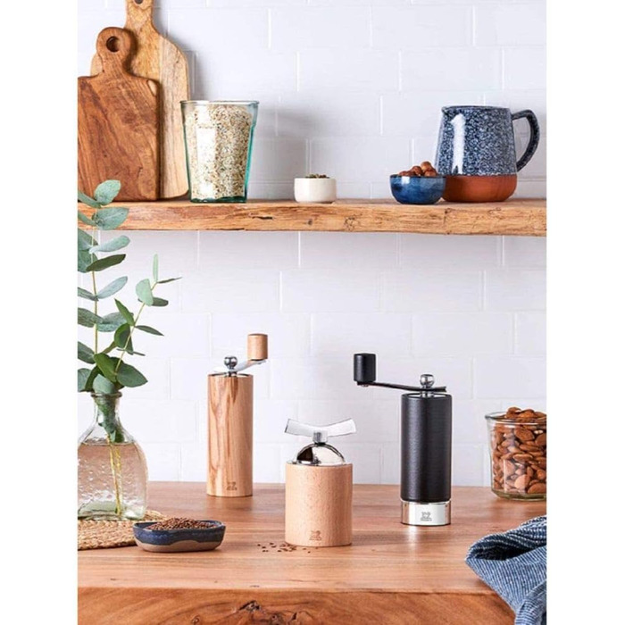 Ручная мельница для перца с кривошипом, классическая регулировка помола, Высота 18 см, дерево/нержавеющая сталь, черный, 37758 Pepper Black Matt