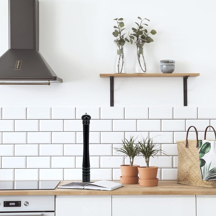 Деревянная мельница для перца и соли 51,5 см черная Relaxdays