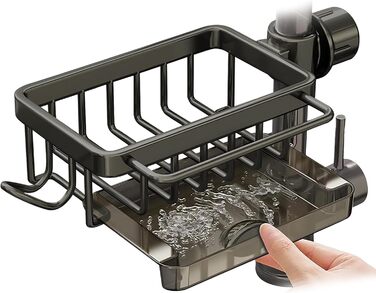 Органайзер для раковини LACEEZEN, Тримач для губки для кранів діаметром 1,78-2,8 см, Круглий, Компактний тримач для рушників для кухні, Органайзер (сірий, лівий)