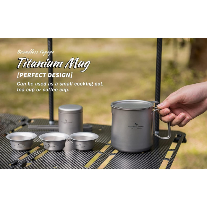 Мл Титановий чайник 120 мл і 180 мл Набір чашок з фільтром і кришкою Одношарова кавова кружка Садовий пікнік Набір чайників Портативний легкий туристичний посуд для кемпінгу на відкритому повітрі Ti3127D (Кружка 500 мл з фільтром і кришкою тільки Ti3125D-