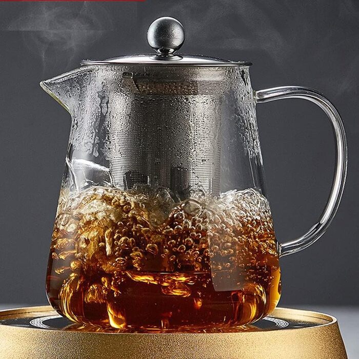 Скляний чайник з ситечком з нержавіючої сталі 1300 мл TAMUME