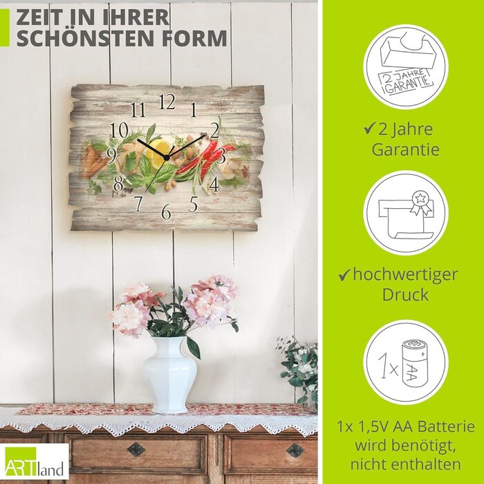 Настінний годинник без цокання 40 x 30 см ARTLAND