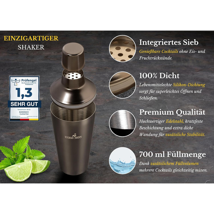 Коктейльний набір з нержавіючої сталі 700 мл BARMINGO