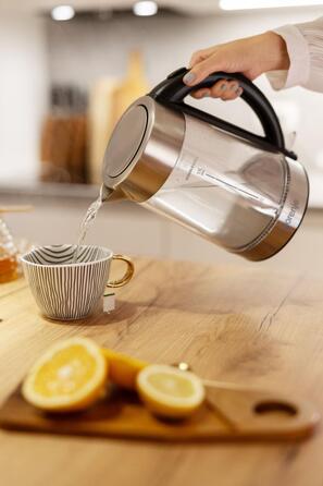 Gorenje Электрочайник 1.7л, 2,200 Вт, strix контроль, стекло, нерж