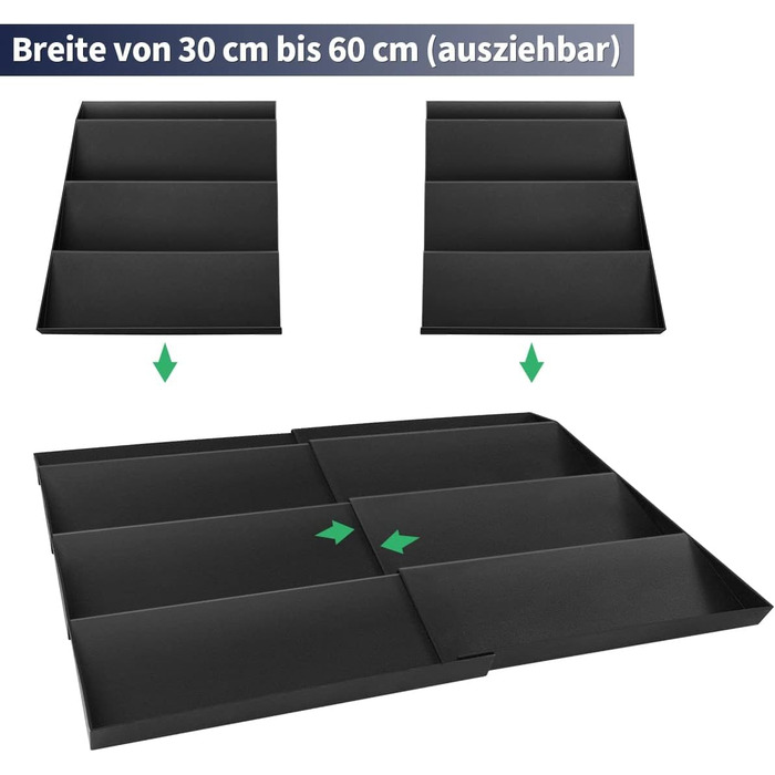 Організатор для спецій розсувний пластиковий, 30-60 см, чорний ionlyou