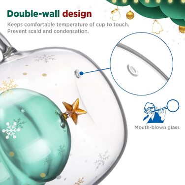 Двостінний келих для лате з різдвяною ялинкою 270 мл. ecooe