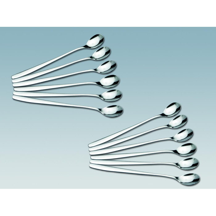 Набір з 12 довгих ложок для напоїв з нержавіючої сталі  19 см c|h|g